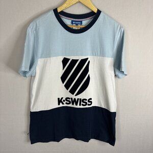 K-Swiss 50 Years Colorblock Logo T-Shirt Blue White Men’s Large‎